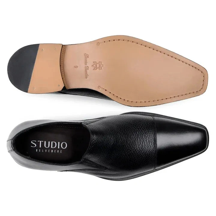 Belvedere Andreo Zwart Heren Schoenen Italiaans Zacht Hertenleer Elegante Stijl Premium Kwaliteit!