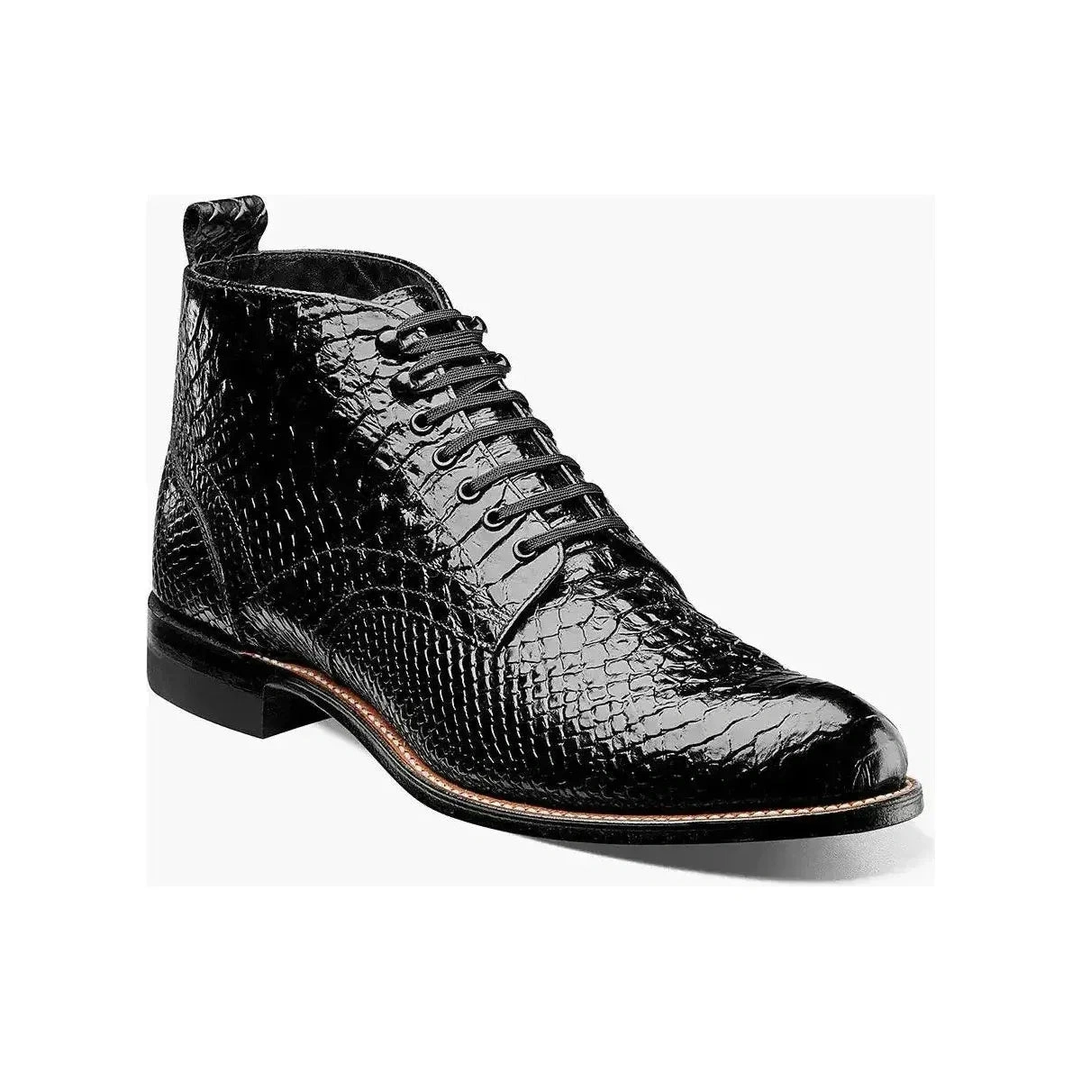 Stacy Adams Madison: Anaconda Print, Hoge Sneakers, Zwart, Stijlvol en Tijdloos!