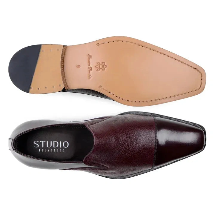 Belvedere Andreo Herenschoenen Bordeaux Italiaans Zacht Deerskin, Elegante Stijl Voor Mannen!